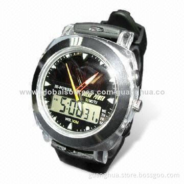 Solar Watch with EL Backlight, Dual-solar Power and 3ATM Water Resistance